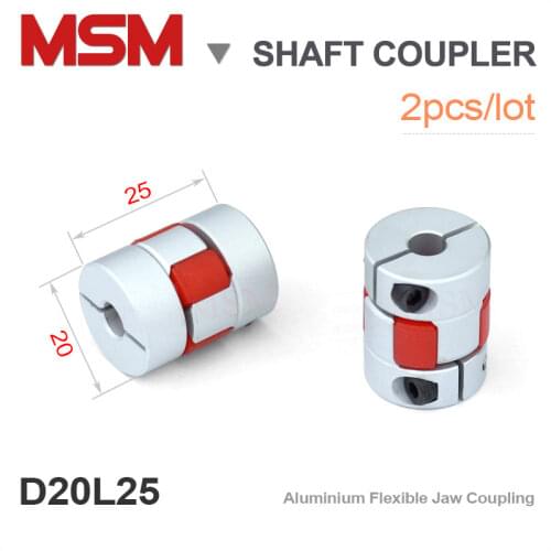 2pcs/lot MSM Shaft Couplers D20L25 Flexible Rubber Jaw Motor Connector 3mm 5mm 6mm 8mm Aluminium 3d Printer Coupling CNC kits