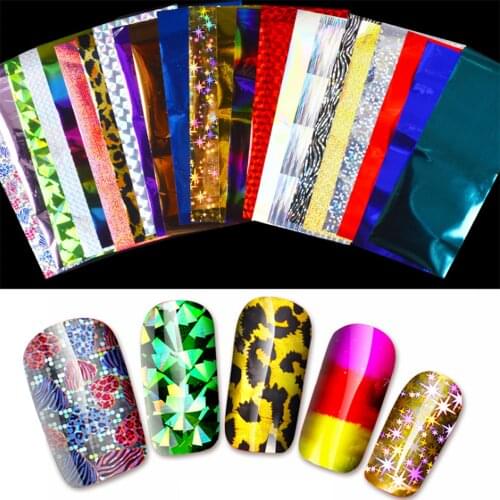 24 Sheets Professional Nail Art Foils Laser Shinning Mixed Beauty Transfer Tips Sticker Craft Diy Universe Decorations