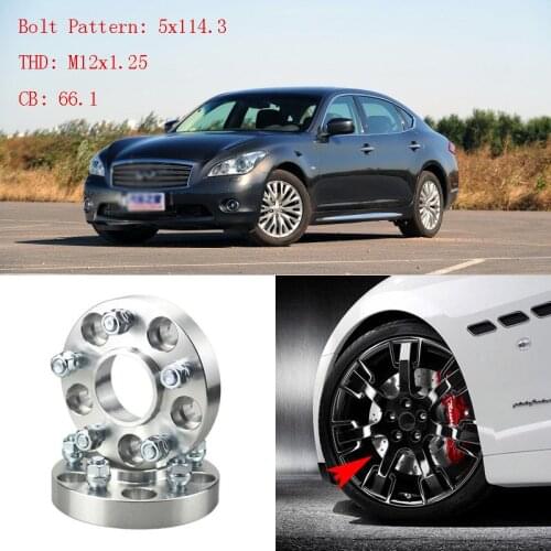 4pcs 1" Wheel Spacers Adapters 5 Lug 5x4.5"/5x114.3-12x1.25 Studs For Infiniti M Series 2006