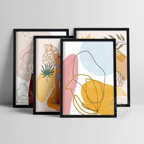 Abstract Shapes Beach Wall Art, Color Block Line Prints, Bohemia Girl Room Wall Decor, Inspiring Text Wall Stickers, Idea Gift