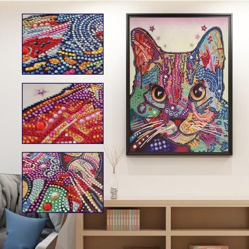 2019 New Special Shaped Diamond Painting DIY 5D Partial Drill Cross Stitch Cat Crystal Rhinestone Of Picture Diamond Embroidery
