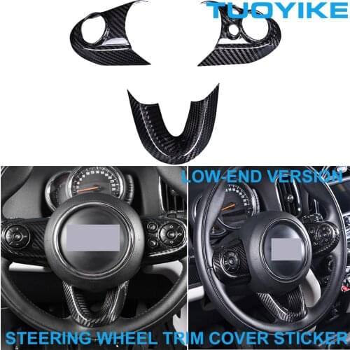 Car Real Carbon Fiber Steering Wheel Trim Cover Panel Decorative Sticker Low-end For BMW Mini Cooper F54 F55 F56 F57 F60 2015-Up