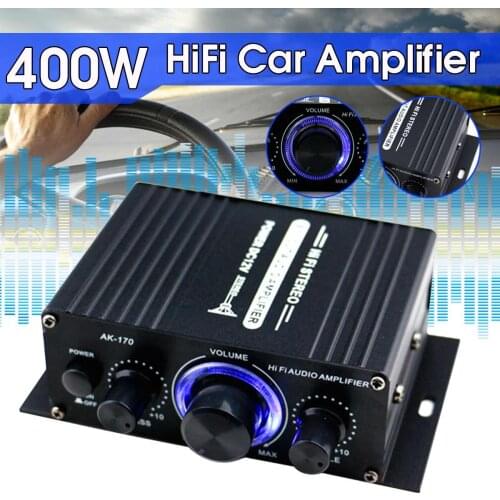 200W+200W 12V 2CH Car Audio Amplificador HIFI Audio Power Amplifier Digital Stereo Amplifiers FM Radio USB W/ Remote Control