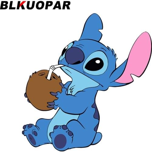 BLKUOPAR 13cm x 12.2cm for Stitch Cartoon Car Stickers Sunscreen Decals Bumper JDM Assessoires Laptop Waterproof Vinyl Car Wrap