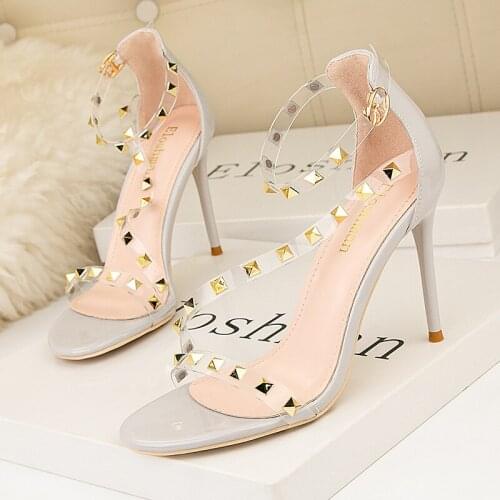 34 35 36 37 38 39 41 WomenS Transparent Sandals Summer Wedge Dress 2021 Sandals Fashion Rivet High Heels Sexy Of Dance Party