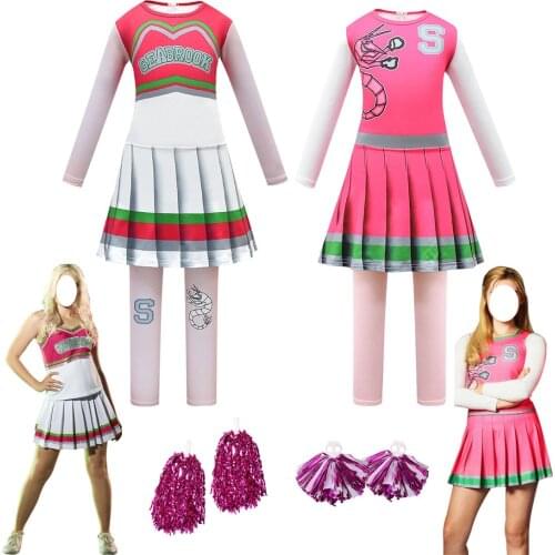 Girls Zombie High School 2 Cosplay Tight Jumpsuit Cheerleader Girls Halloween Performance Costume Teens Campus Academia Dress