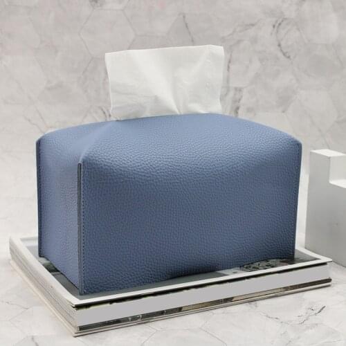 Tissue Box Cover Soft Leather Foldable Handkerchief Box Napkin Holder For Living Room Kitchen Desktop Tissue Boxes
