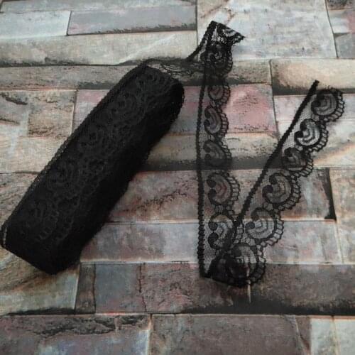 Wholesale Hot 10 Yards Pretty 22mm Wide Black Lace Ribbon For sewing DIY Embroidered clothing Wedding Decoration