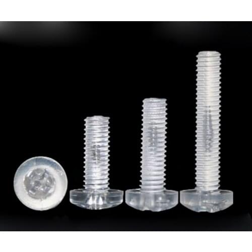 M4 M5 Phillips Screw Round head Transparent Plastic Bolts PC Screws 6-40mm Length