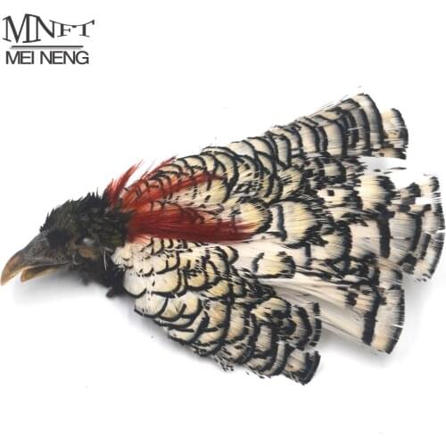 MNFT Natural Color White&Black Lady Amherst Complete Head Feather Fishing Fly Tying Tails Tippet Crest for Cheeks Wings Material
