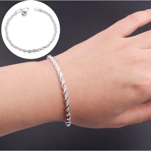 Bracelets On Hand Fashion Silver Twist Chain Twisted Bracelet Charm Chain Female Men Pure Color Wedding Cute Simple Jewelry
