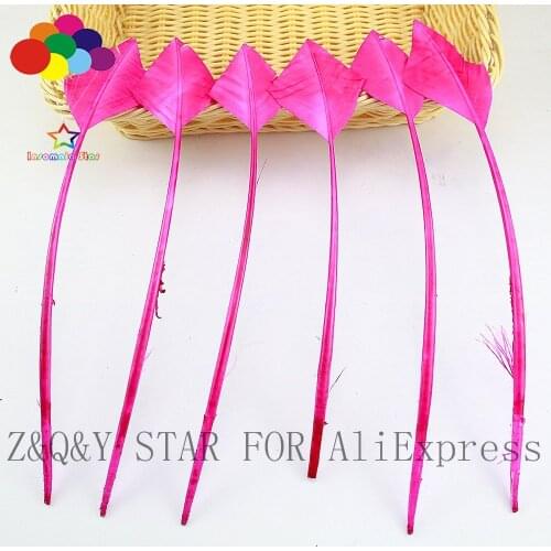 Natural 25-30CM Turkey Nest Forest Feather Scissors Tip Dye Plum Red DIY Craft Headdress Fitting Feather