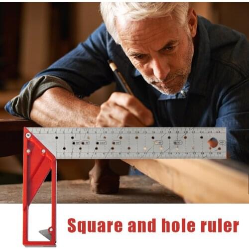 New Precision Marking Square Ruler Stainless Steel Woodworking Tool Line Maker with Holes & Suspended Design for Art Draw