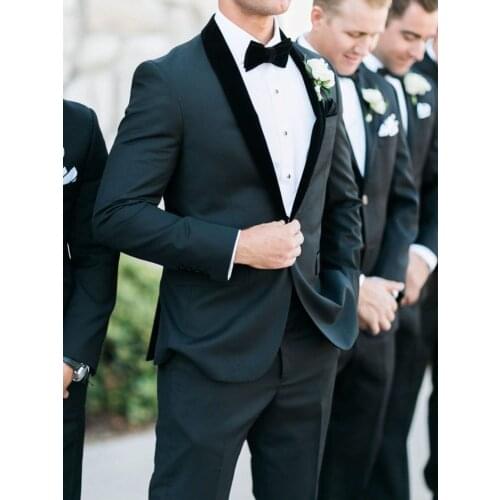 ANNIEBRITNEY Dark Grey 2 Piece Slim Men Formal Suit Tailor Made Groom Wedding Tuxedo 2 Piece Prom Wedding Business Men Suit Set