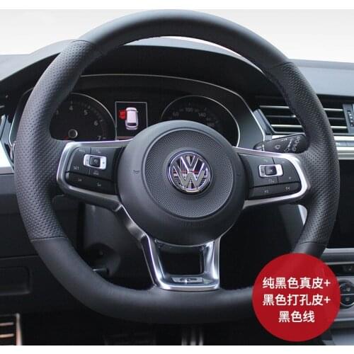 Suitable for Volkswagen cc Golf VII Lamando Tiguan Magotan Lavida hand stitched steering wheel cover leather suede grip cover