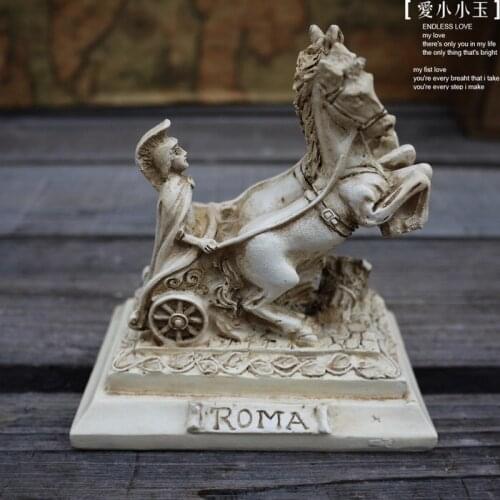 Hand-made Resin Crafts World Architecture Ancient Rome Chariot Model Home Office Decoration