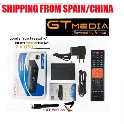 Shipping from spain stock 20pcs GTMEDIA V7S HD+ WIFI DVB-S2 HD PowerVU Newcd satellite receiver Set top box