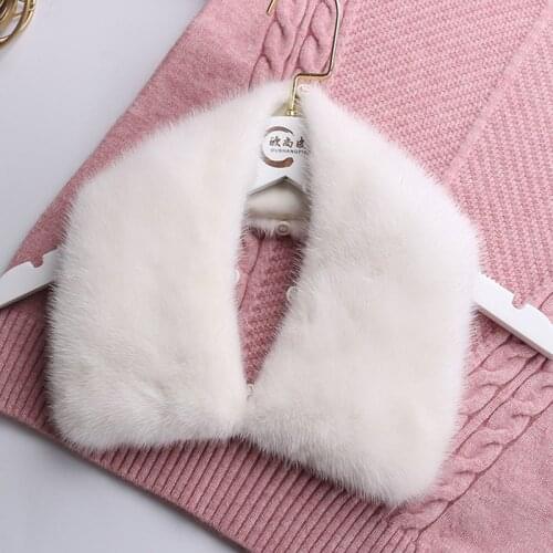 Ms.MinShu Detachable White Black Luxury Real Mink Fur Collar For Men Women Custom Made
