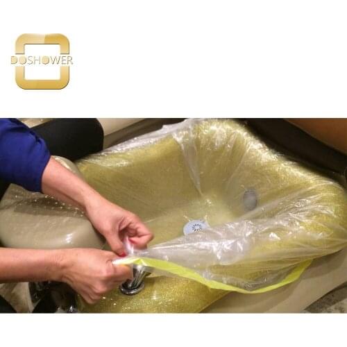 Spa products packaging with disposable liner refrils for manicure plastic pedicure liner