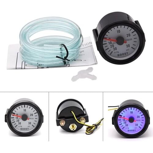 Boost Turbo Gauge PSI LCD Gauge Digital Display Car Gauges Blue Car Gauge Motorcycle 52MM Gauge Meter Pointer 0-30 PSI 12V 24V
