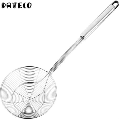 Solid Stainless Steel Spider Strainer Skimmer Ladle for Cooking and Frying, Kitchen Utensils Wire Strainer Pasta Strainer Spoon