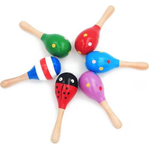 High Quality Wooden Baby Musical Toys Sand Hammer 0-12 Months Colorful Cartoon Infant Play Toys Birth Baby Listening Practice