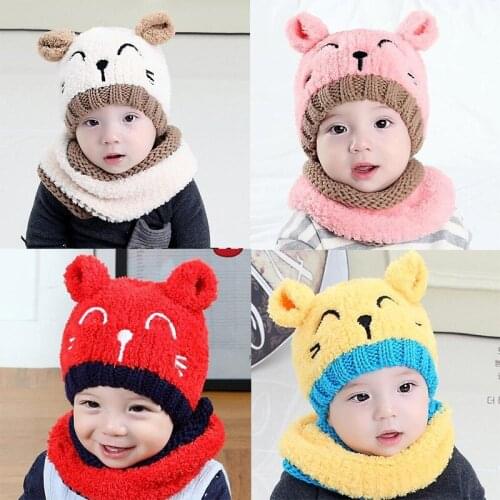 Winter Warm Baby Girls Boys Hat Knitted Cotton Hats for Toddlers Cartoon Hats For 1 to 3 Years New