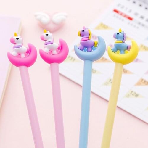 1 Pcs Cute Cartoon Moon Unicorn 0.5mm Gel Pen Student Kawaii Signature Pen Escolar School Office Promotional Gift Stationery