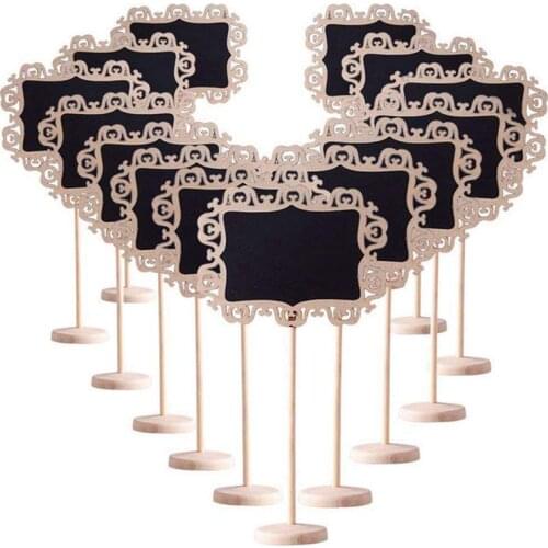 14 PCS Mini Decorative Border Chalkboard Signs with Stand Black Board for Weddings Place Cards, Parties, Message Board Signs a