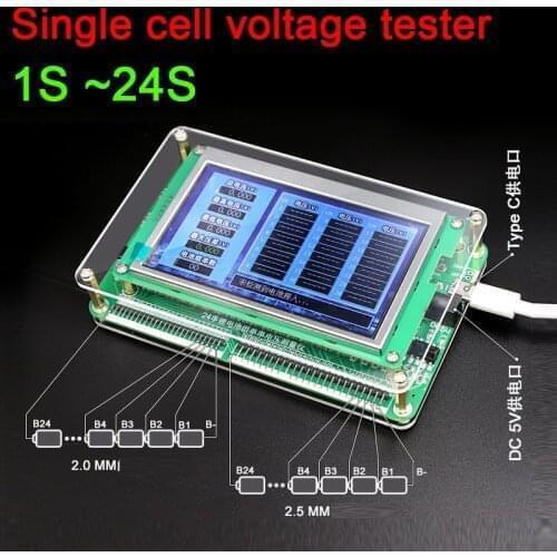 1S ~ 24S lithium battery pack single cell voltage tester measuring identify battery pack string number 4S 7S 8S 10S 13S 14S 16S