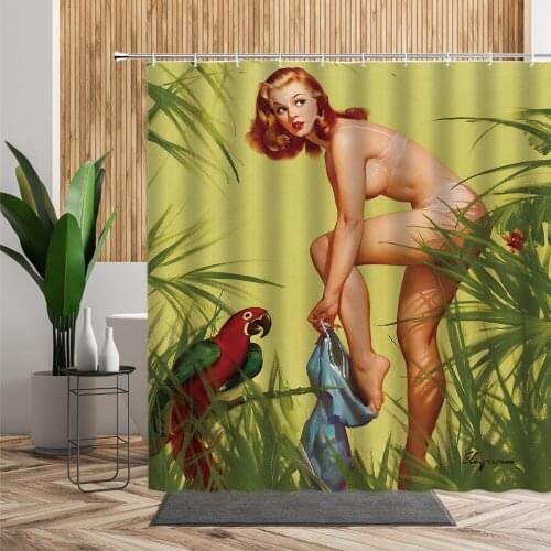 3D Sexy Beauty Shower Curtain Beautiful Woman Poster Background Bathroom Decoration Waterproof Bath Curtains Polyester With Hook