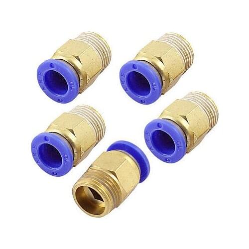 5 Pcs Straight Connector Tube OD 2/5" x 3/8PT Thread Quick Push In Fitting