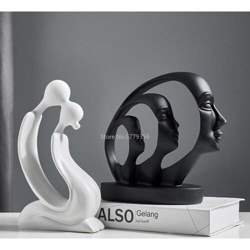 Abstract Crafts Human Face Figures Statues Sculptures Home Living Room Table Decoration Office Desk Accessories Gifts for Friend