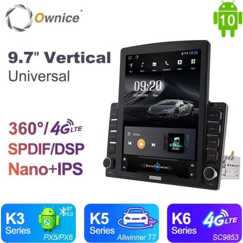 Tesla Style 9.7" PX6 IPS Android 10.0 Car DVD Player 64GB ROM 4GB RAM 4G GPS autoradio for VW Nissan Toyota Hyundai universal