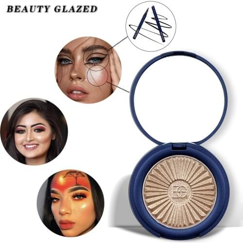 BEAUTY GLAZED Diamond Highlighter Glitter Palette Facial Bronzer Glow Face Contour Shimmer Powder Illuminator Highlight Cosmetic