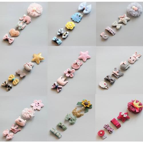 5Pcs/Set Baby Hair Clips Cute Girl Bows Crown Hair Clips Kids Child Baby Hairpins Barrettes Haarspeldjes Baby Hair Accessories
