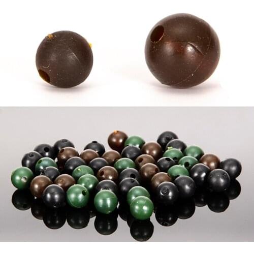 Carp Fishing Beads 50Pcs Black/Brown/Green Round Soft Rubber Floating Carp Fishing Rig Beads Diameter 6mm/8mm