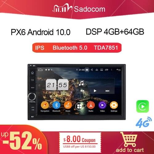 DSP TDA7851 2 din Android 10.0 4GB RAM 64GB ROM 8 Core Car DVD Player Navi RDS Radio Band wifi Bluetooth 5.0 For universal