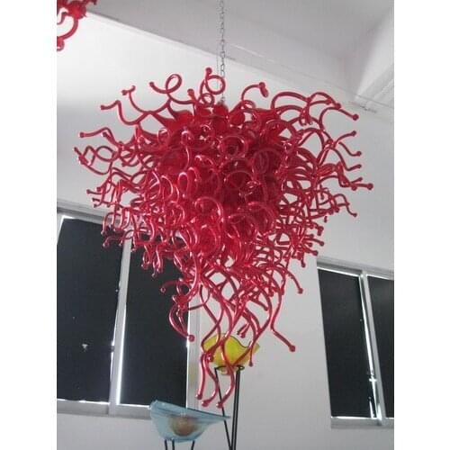 Elegant Twisted Glass Red Color LED Handmade Blown Glass Chandelier lighting Chandeliers-LR065