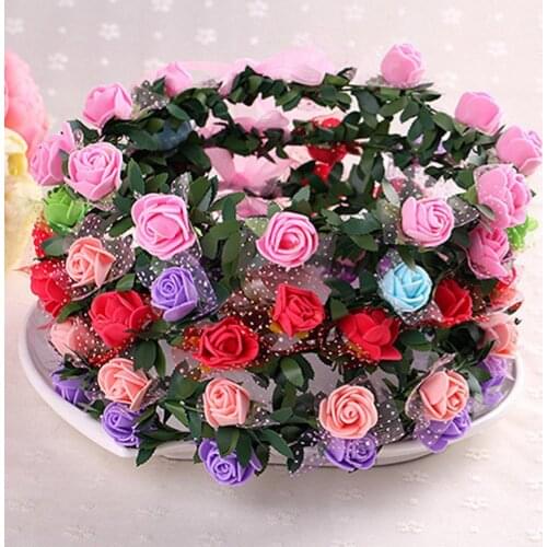 Rose Flower Crown Headband Wreath Party Wedding Bridal Garland Hairband Headwear