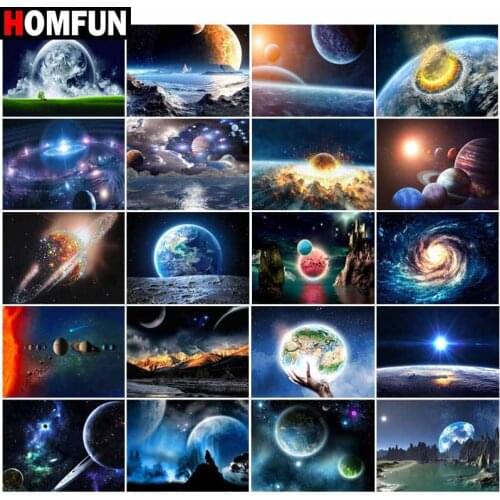 HOMFUN Full Drill Diamond Painting "Planet universe space" DIY Picture Of Rhinestone 5D Diamond Embroidery Cross Stitch Decor