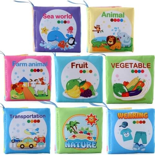 8 Pages Baby Cloth Book Soft Animal Shower Book Toy Newborn Stroller Hanging Washable Toy Early Learning Educational Baby Toys