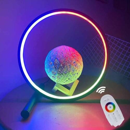 Colorful RGB Ring Table Lamp Remote Control Dimmable LED circle lamp Suitable for Bedroom Gaming creative background decoration