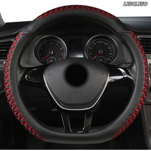 LIGOLIGO Leather Car Steering Wheel Cover For Renaults Duster Megane 2 3 koleos Logan sandero Scenic 2