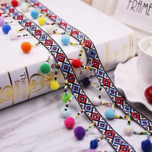 10yards/lot Ribbon tassel lace DIY accessories hair ball lace tassels trimming fringes for sewing clothes Curtains decoration