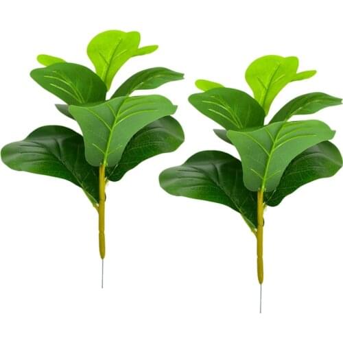 Small Artificial Fiddle Leaf Tree 11inch Faux Ficus Lyrata Tree for Home Wedding Courtyard Indoor and Outdoor Decoration-ABUX