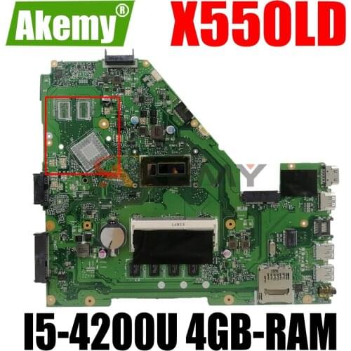 AKEMY X550LD Laptop Motherboard For ASUS X550LA X550LC X550LN X550L Original Mainboard DDR3L 4GB-RAM I5-4200U GM LVDS