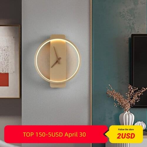 Nordic Minimalist Clock Wall Lamp Bedroom Bedside Living Room TV background Wall Lamp Corridor Aisle Home Decoration Light