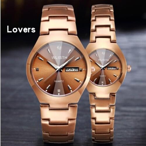 Mens And Womens Tungsten Steel Waterproof Fashion Lovers Watch Luminous Calendar Steel Strip Mens Watch Student Quartz Watch
