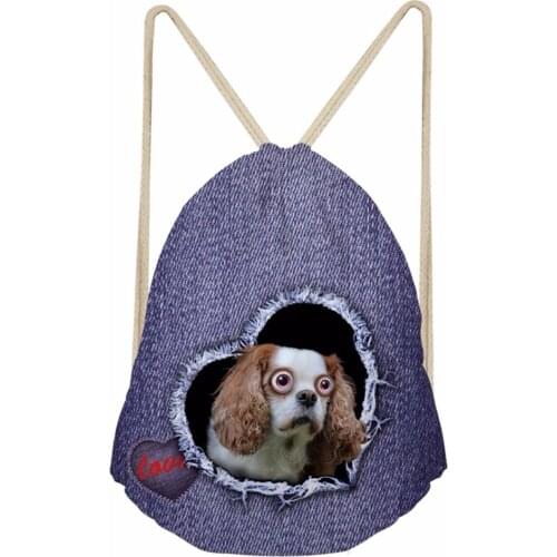 Noisydesigns adorkable cute sweet dog Drawstring Bag Travel Sport Bags Cinch Sackback Cool Boy Girls Small Backpack Soft